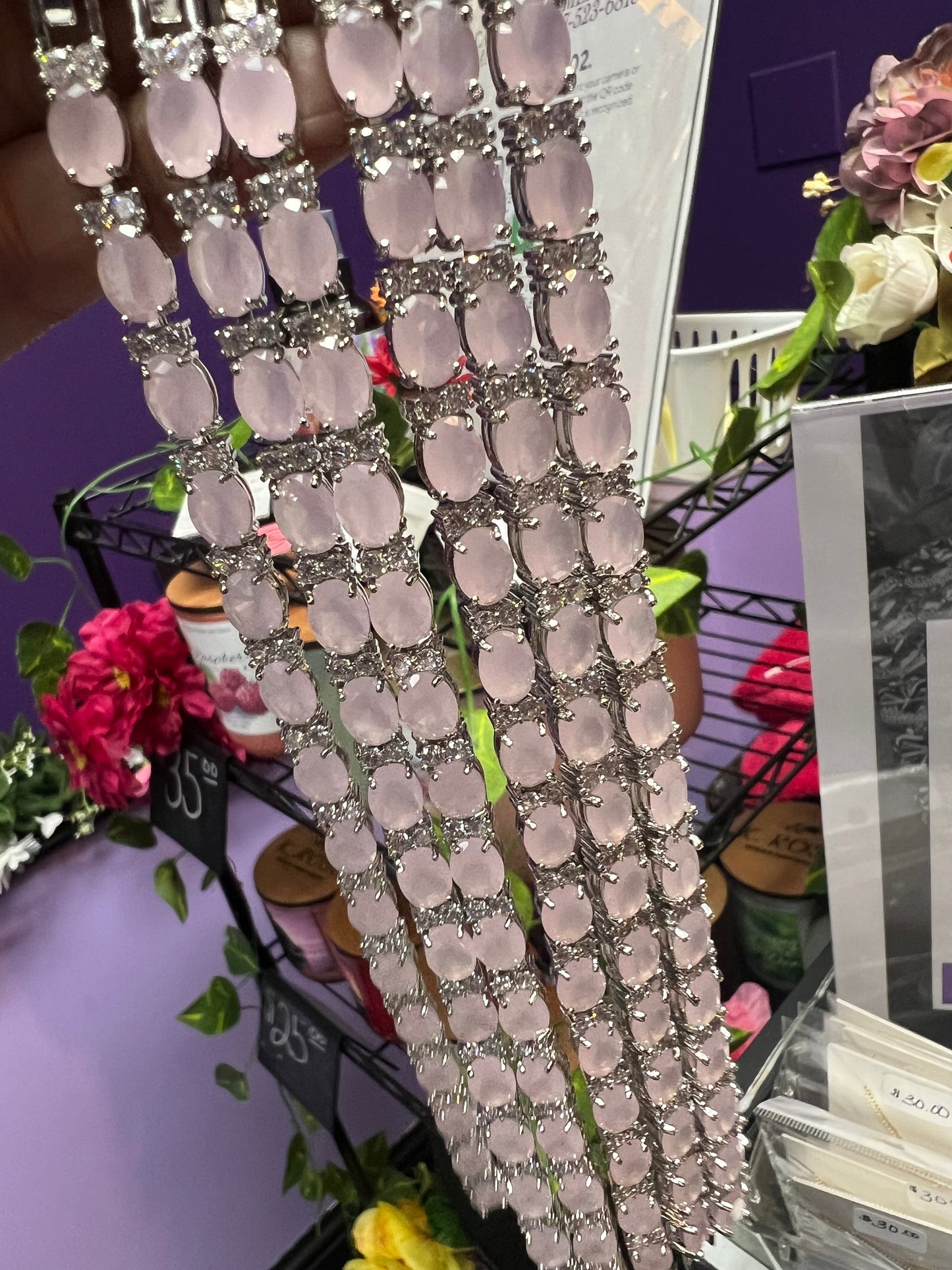 Silver Baby Pink Stone