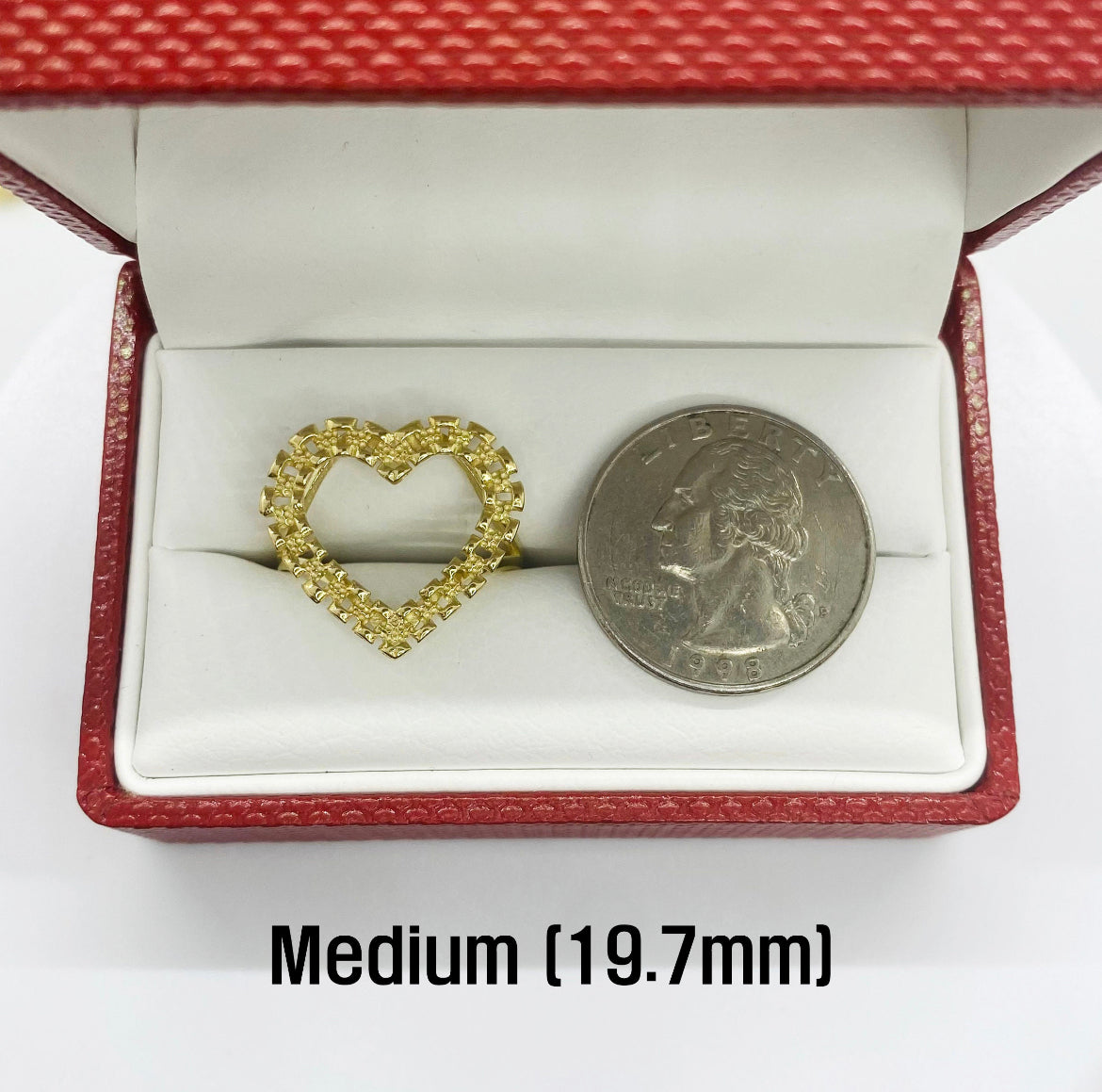 10K Gold Rollie Heart Ring Medium or Large
