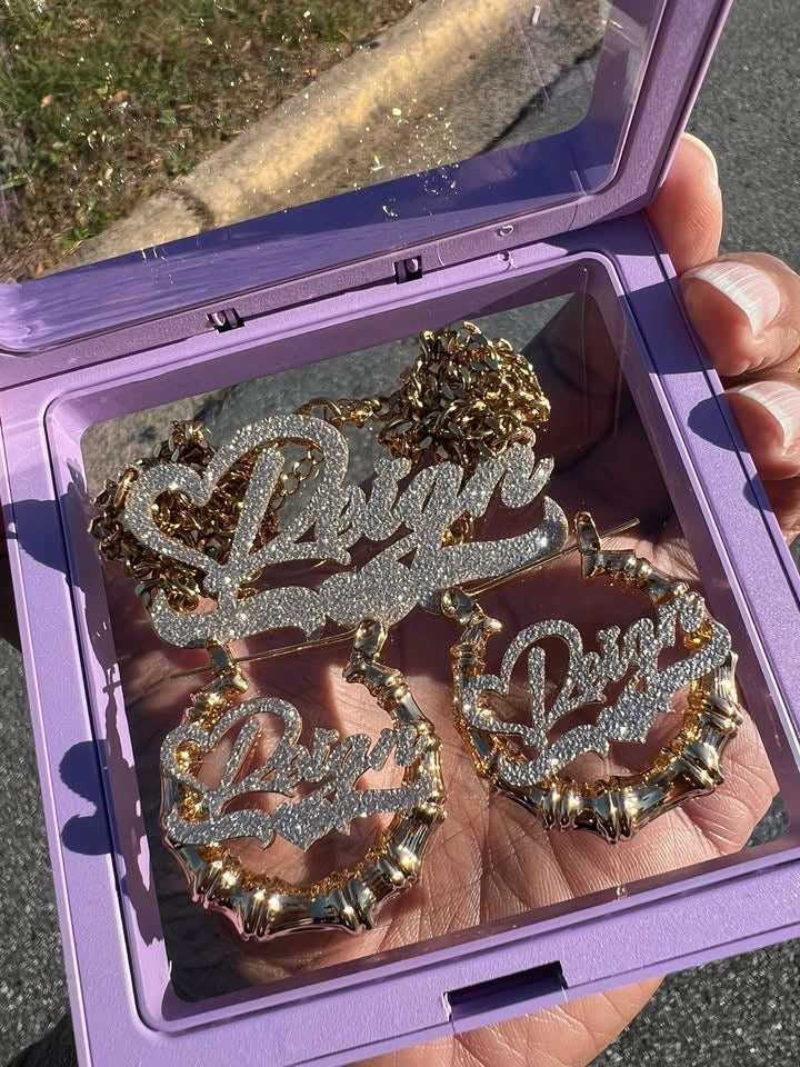 Swarovski Like Nameplate Set
