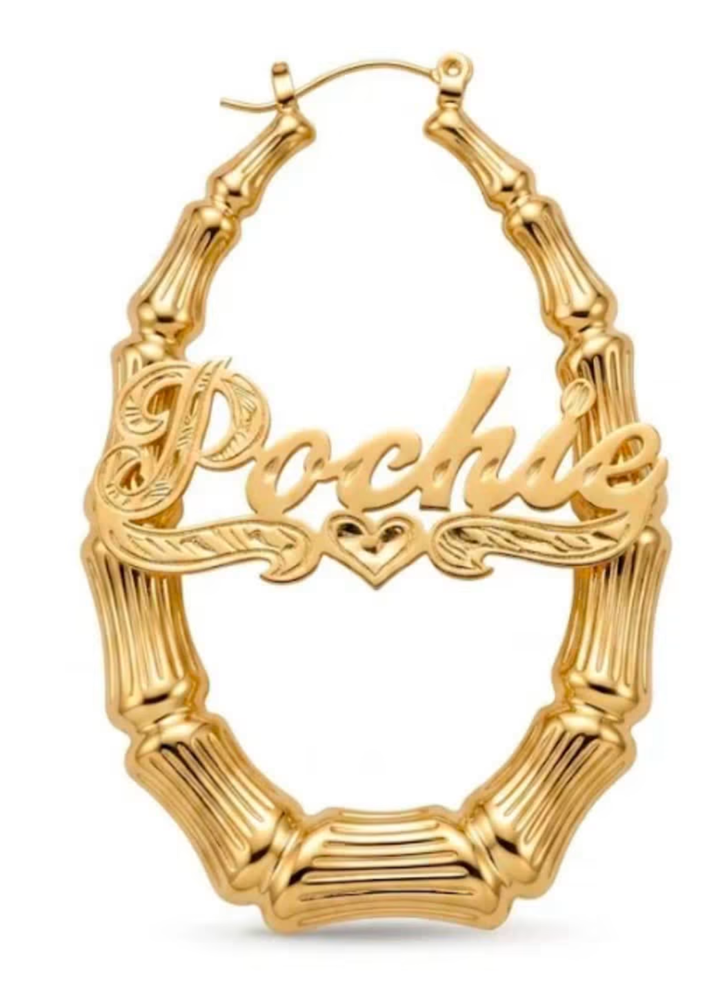 Oval Bamboo Nameplate Earrings