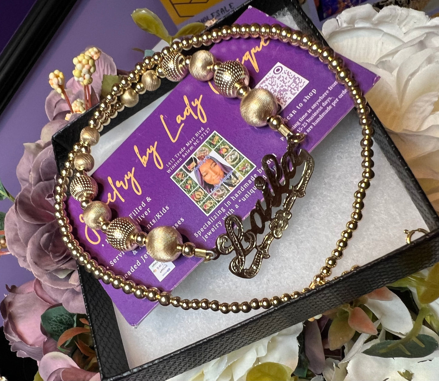 10k Single Plate W/Beaded Chain