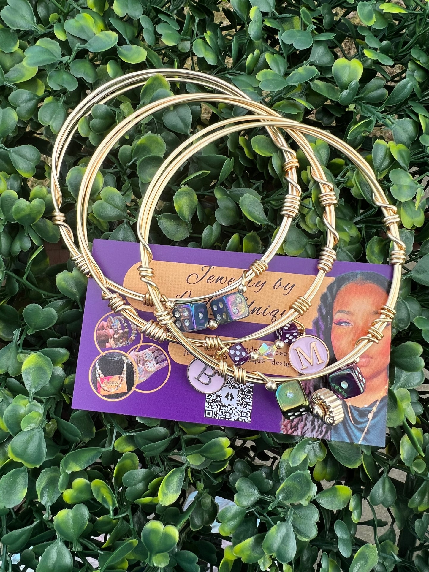 Purple Love Wire Bangle Set
