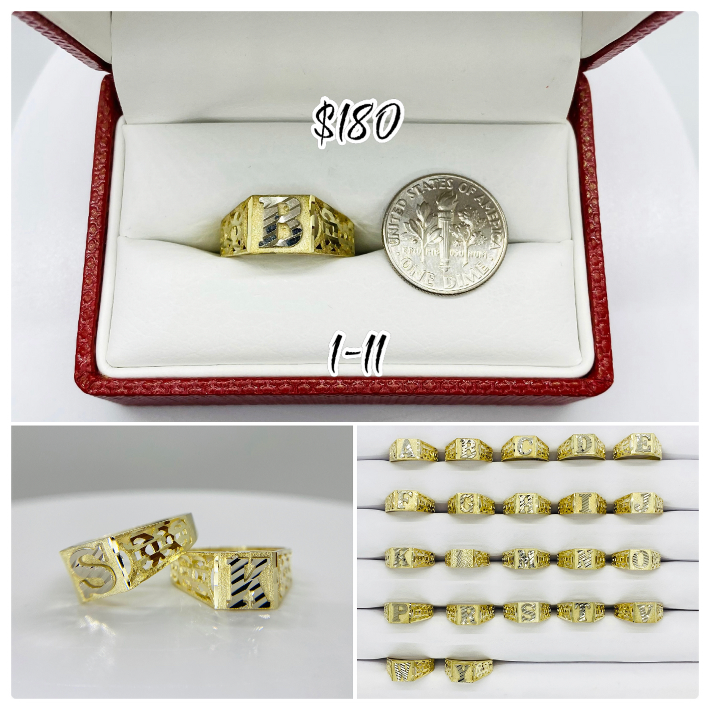 Diamond Cut Initial Ring