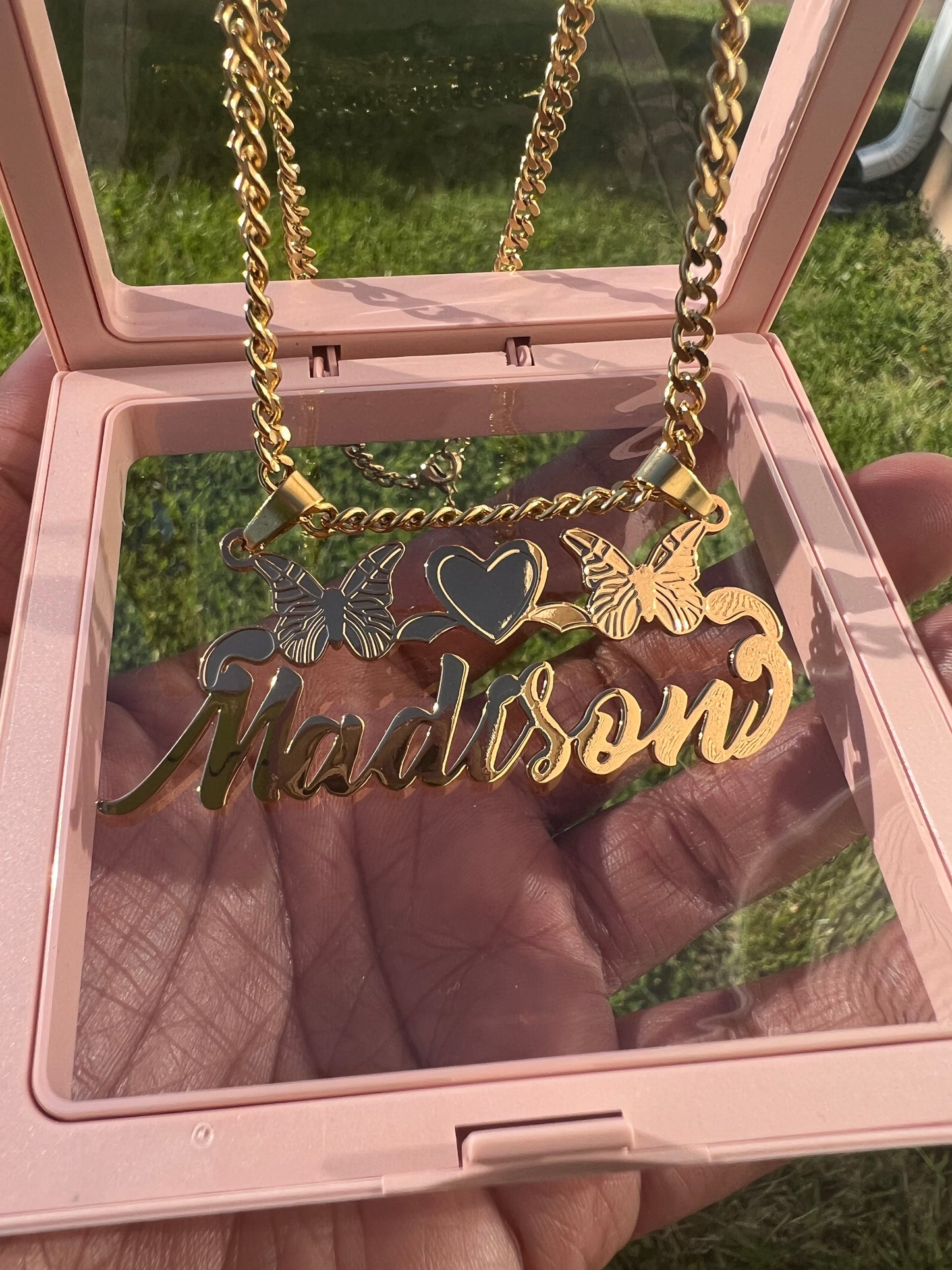 Stainless Steel Nameplate w/Butterflies