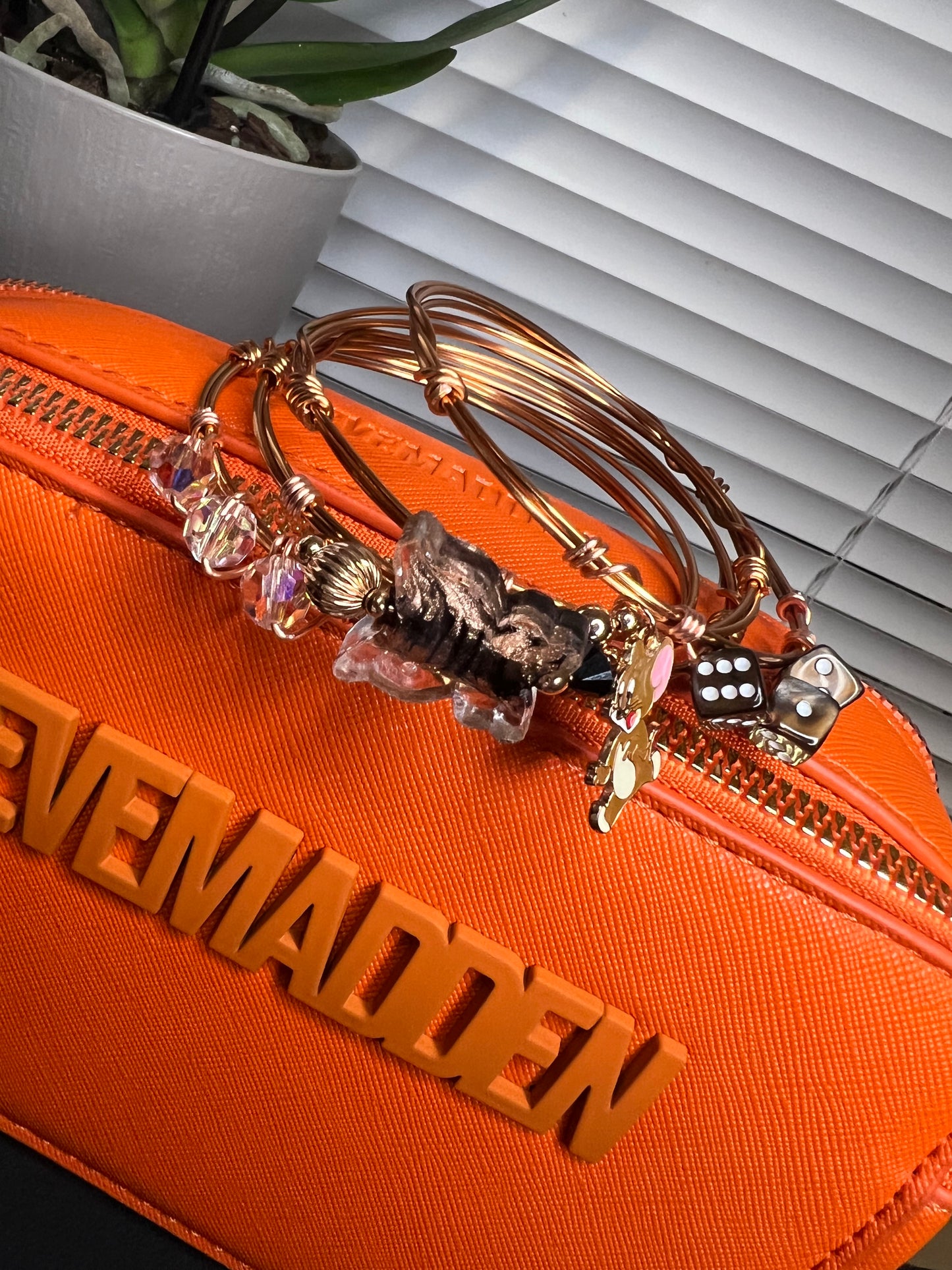 Beaded Charm Wire Bangles