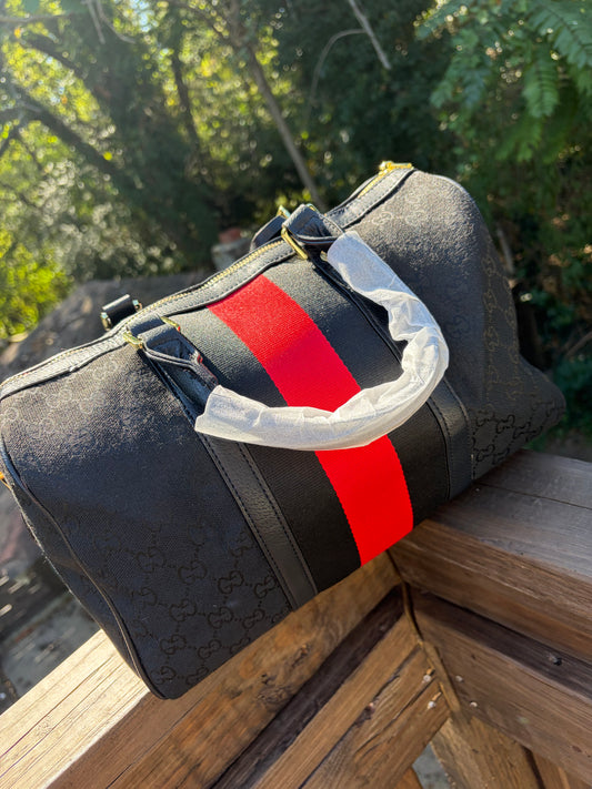 Red Stripe Medium Duffle Style Bag