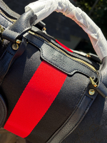 Red Stripe Medium Duffle Style Bag