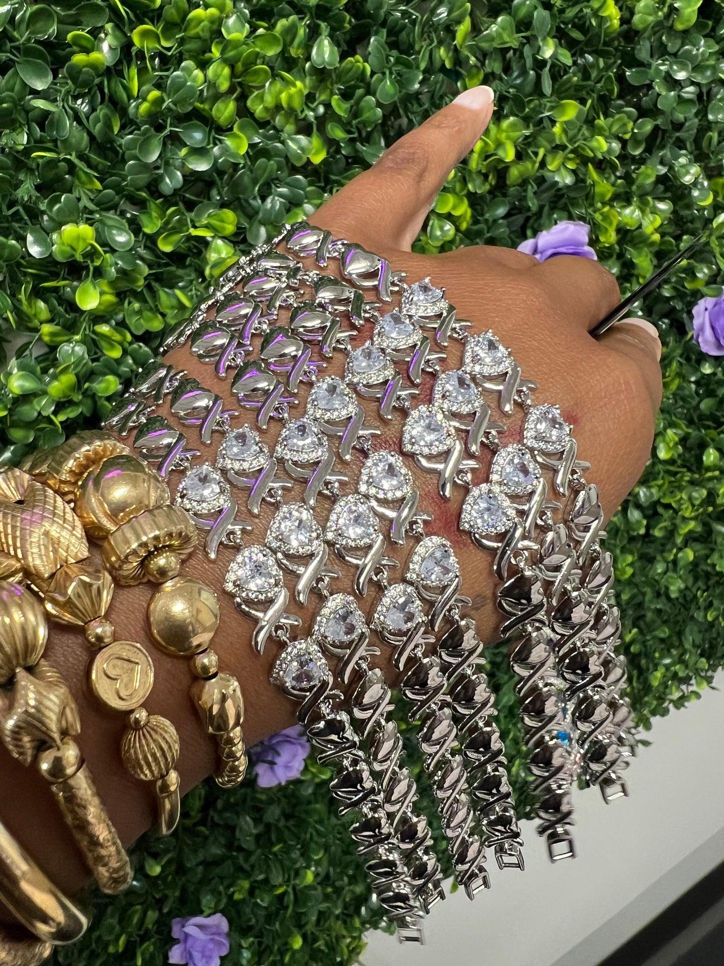 CZ Heart XoXo Silver
