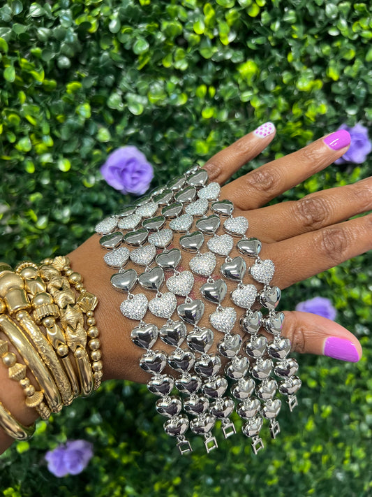 Silver Bubble Heart Bracelet