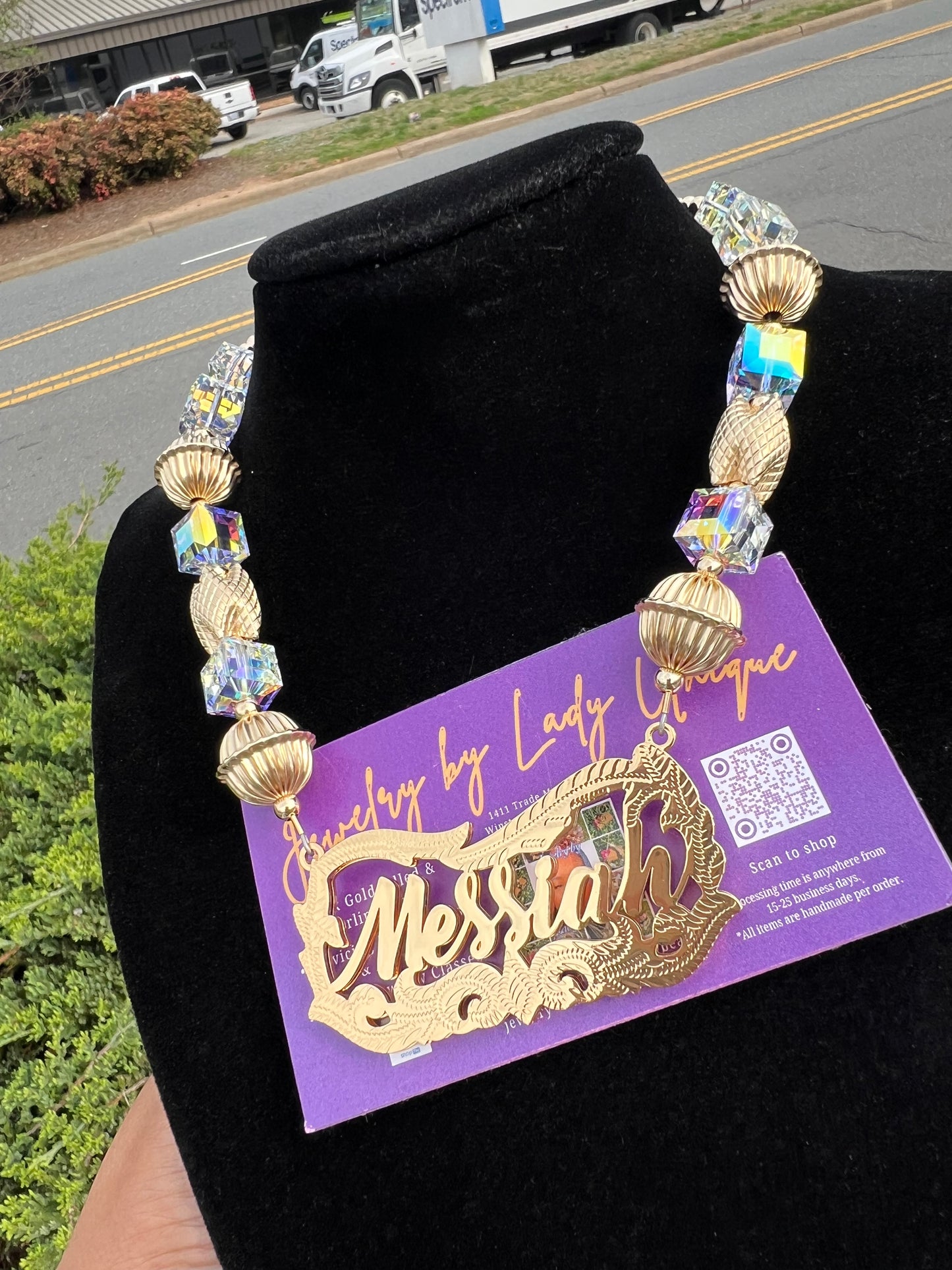 Stainless Steel Nameplate w/Beaded Chain