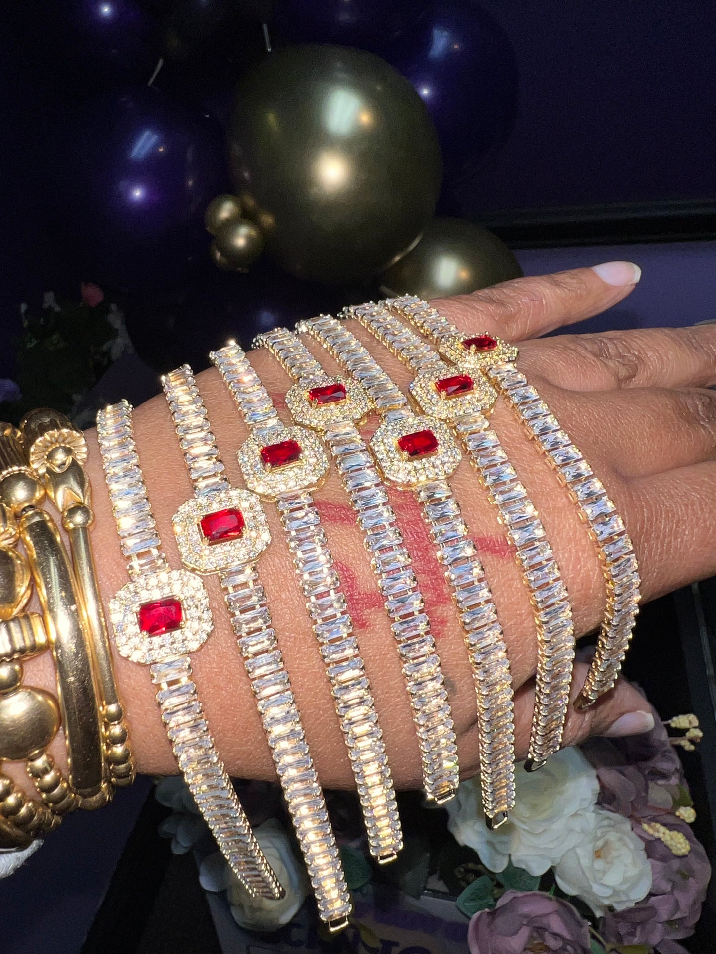 Garnet Baguette Bracelet