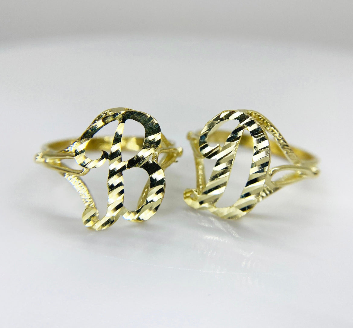 10K Gold Small Initial Cursive Ring – Jewelry by Lady Unique