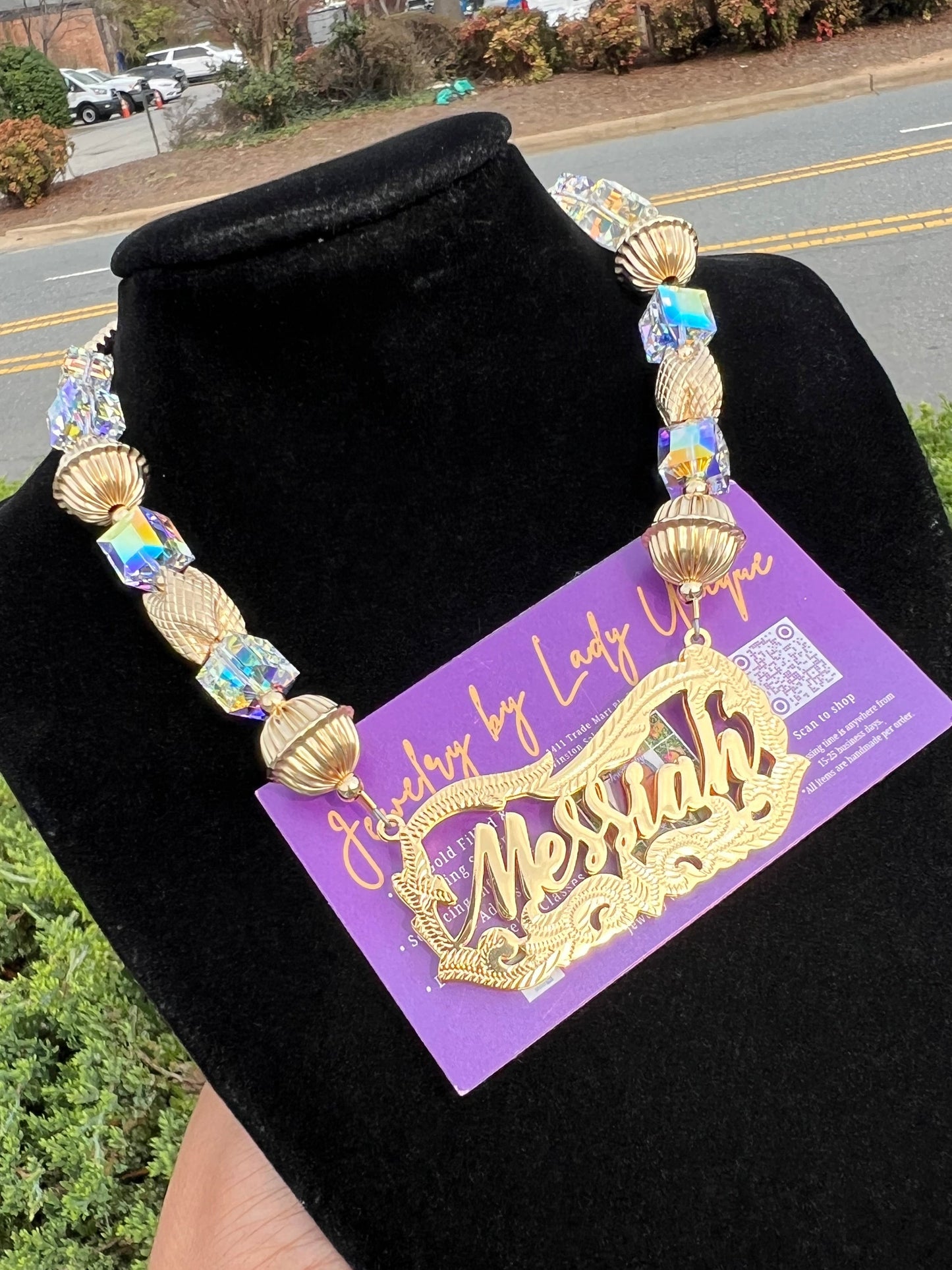 Stainless Steel Nameplate w/Beaded Chain