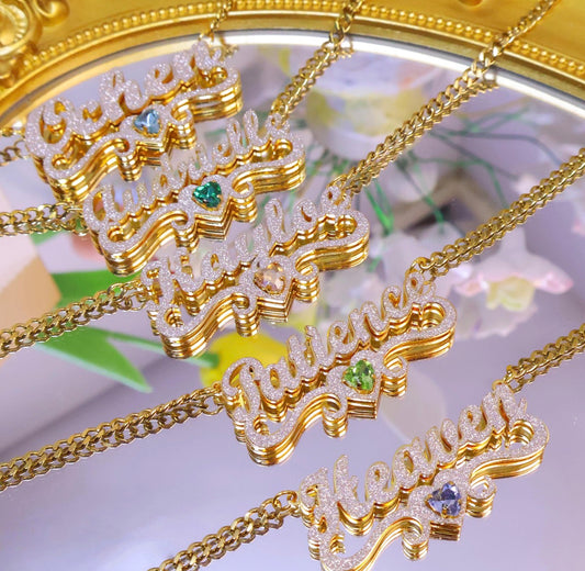 Single Birthstone Nameplate