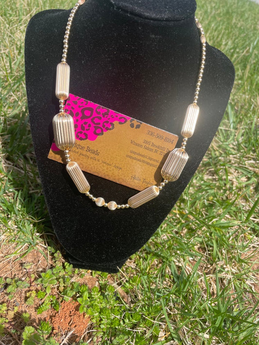 All Gold Chunky Barrel Necklace
